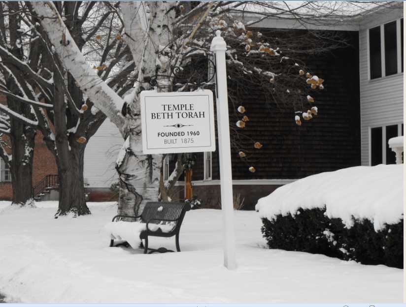 Temple Beth Torah Street Sign in Winter